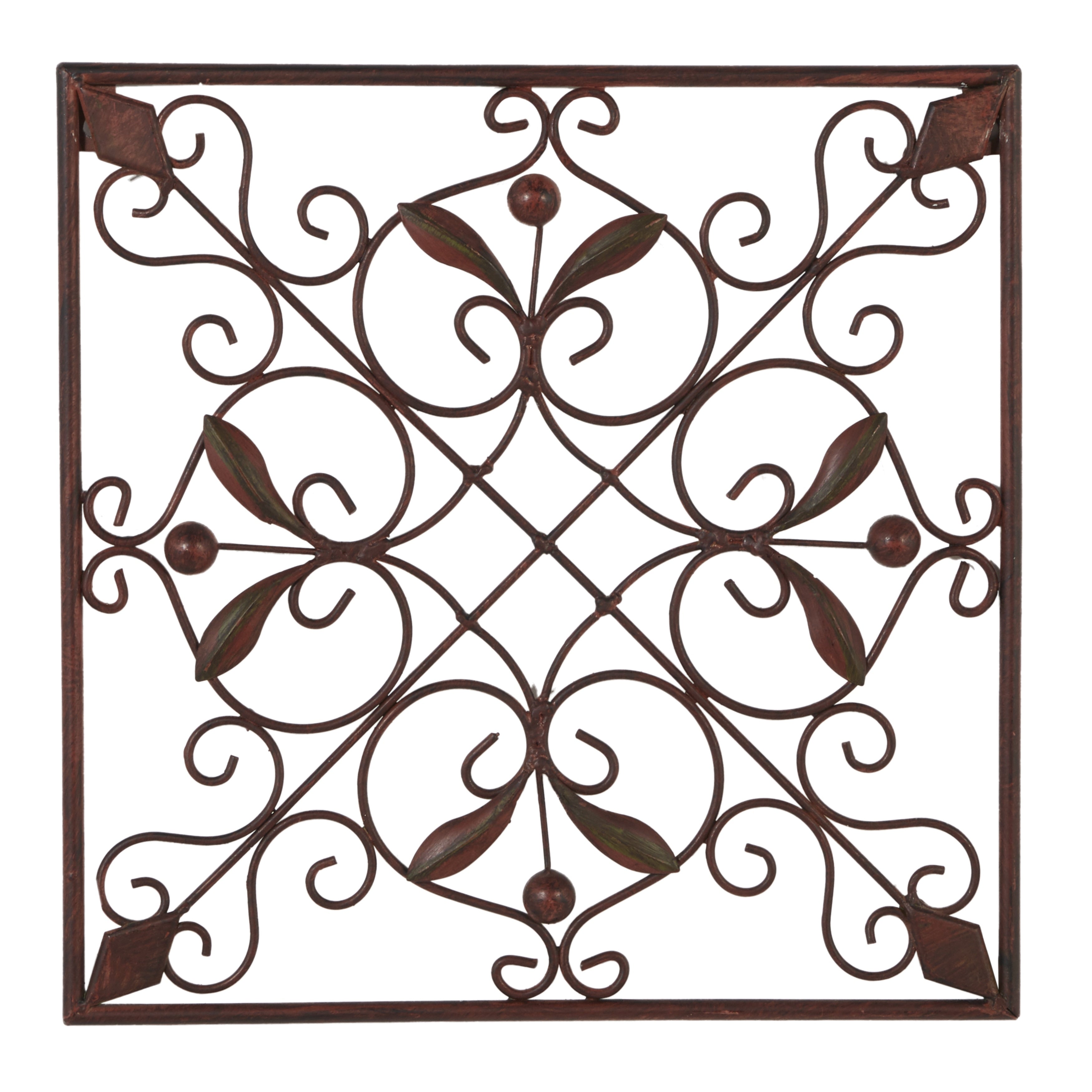 Décoration murale en métal à volutes - Lot de 4 - Marron foncé - Roche River Decor