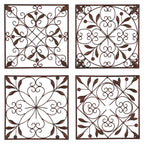 Décoration murale en métal à volutes - Lot de 4 - Marron foncé - Roche River Decor