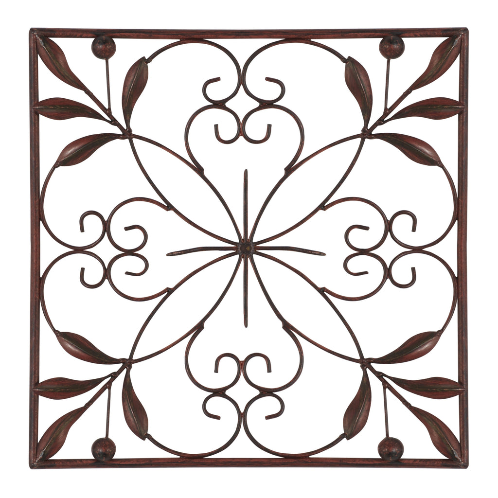 Décoration murale en métal à volutes - Lot de 4 - Marron foncé - Roche River Decor