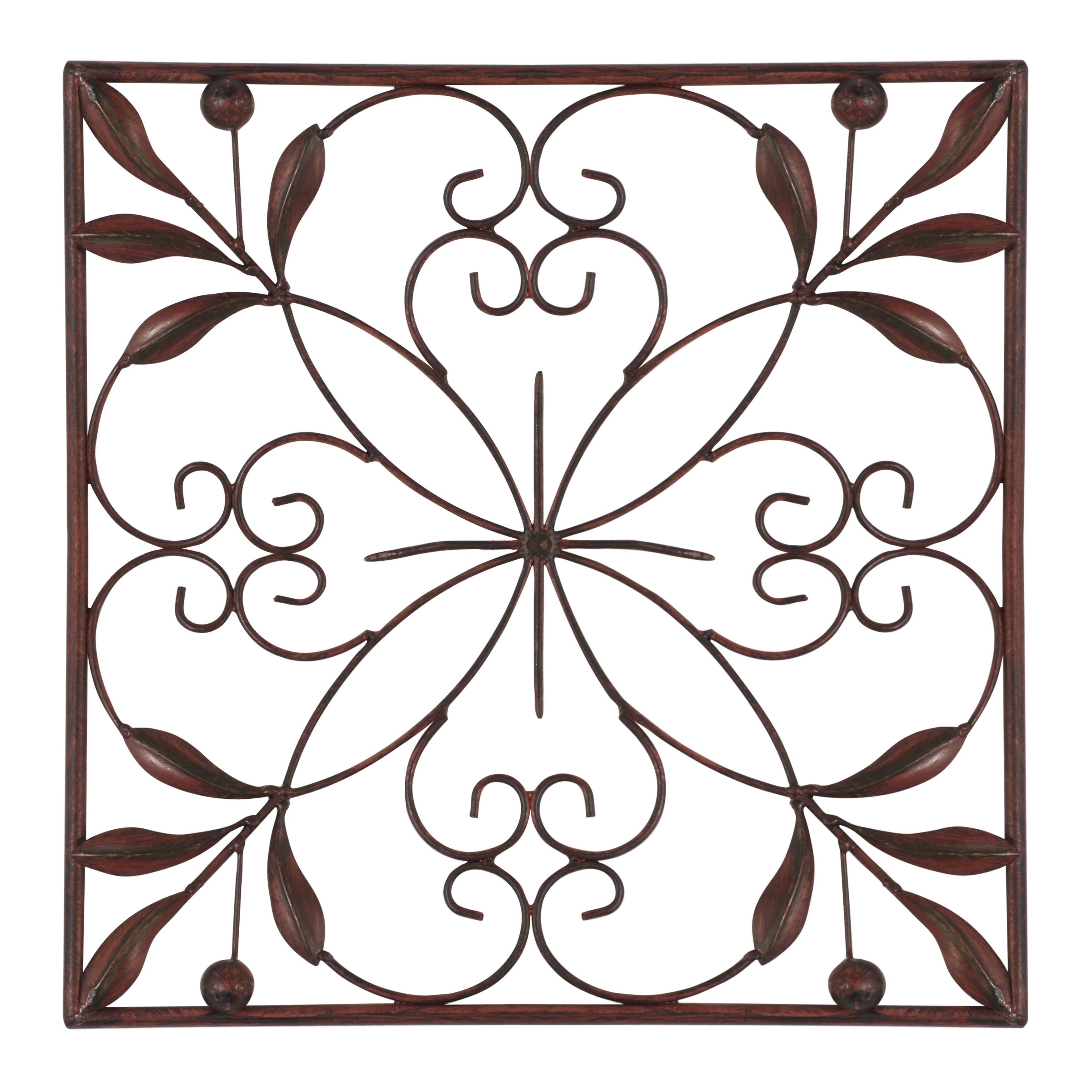 Décoration murale en métal à volutes - Lot de 4 - Marron foncé - Roche River Decor