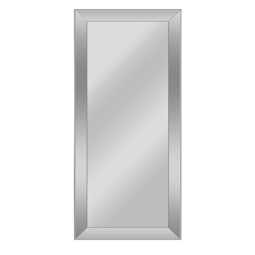 Miroir mural métallique élégant, biseauté et réfléchissant, argenté, pleine longueur