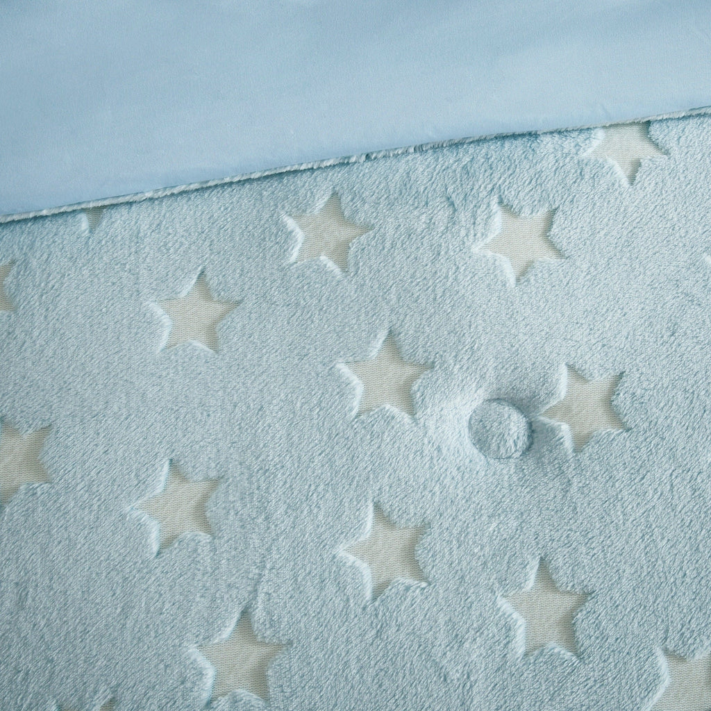 Parure de lit en peluche phosphorescente Avery Aqua par Intelligent Design Kids