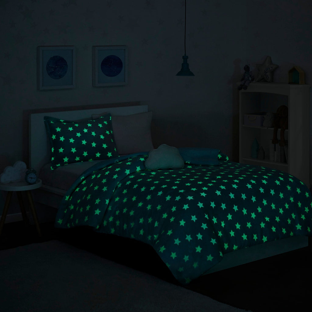 Parure de lit en peluche phosphorescente Avery Aqua par Intelligent Design Kids