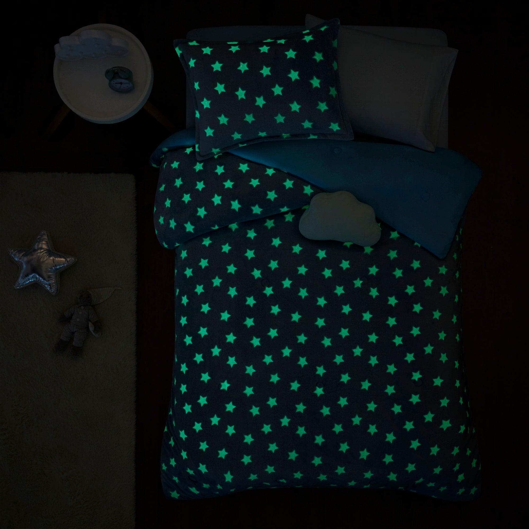 Parure de lit en peluche phosphorescente Avery Aqua par Intelligent Design Kids