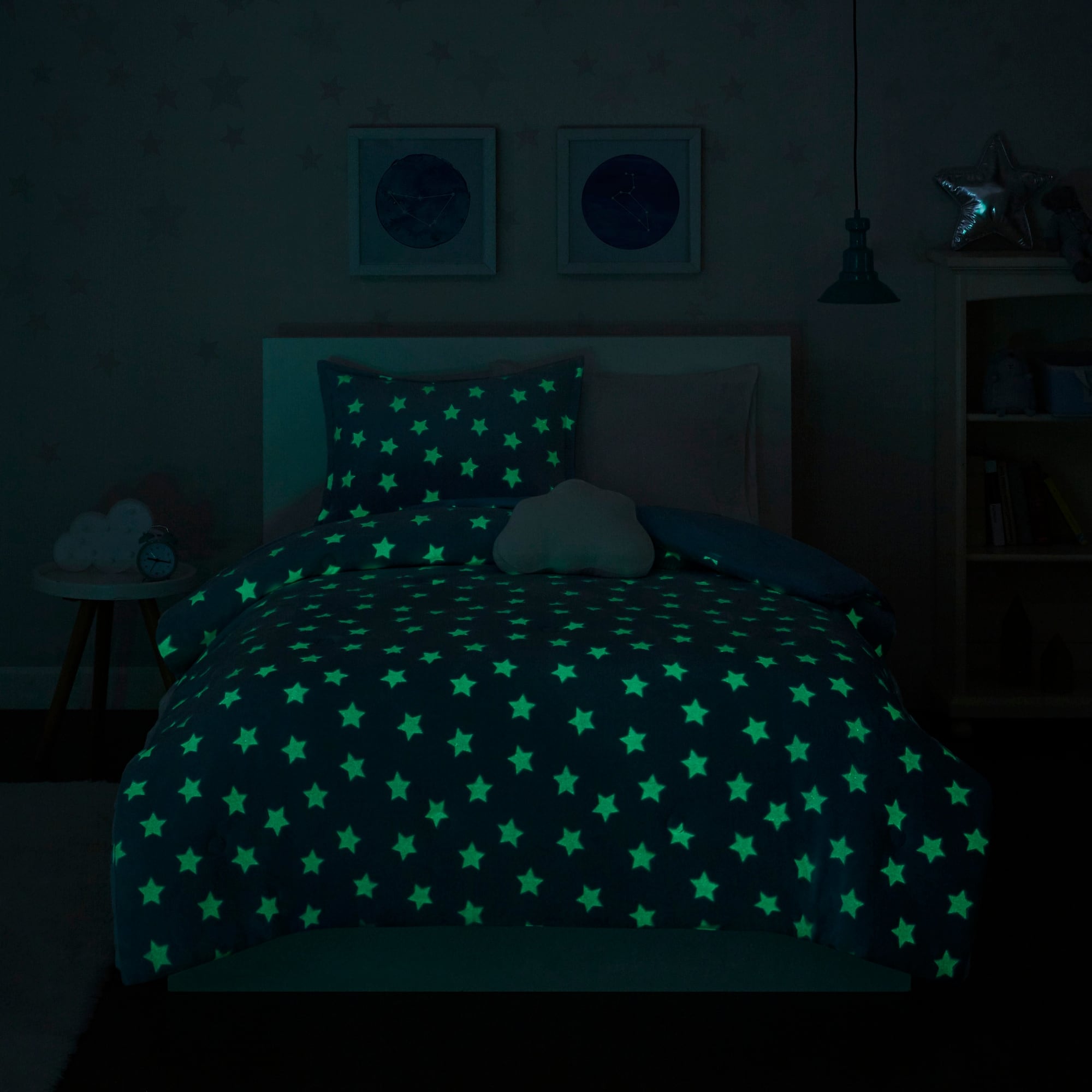 Parure de lit en peluche phosphorescente Avery Aqua par Intelligent Design Kids