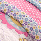 Parure de lit réversible avec coussin décoratif et motif papillons en fleurs pour enfants au design intelligent