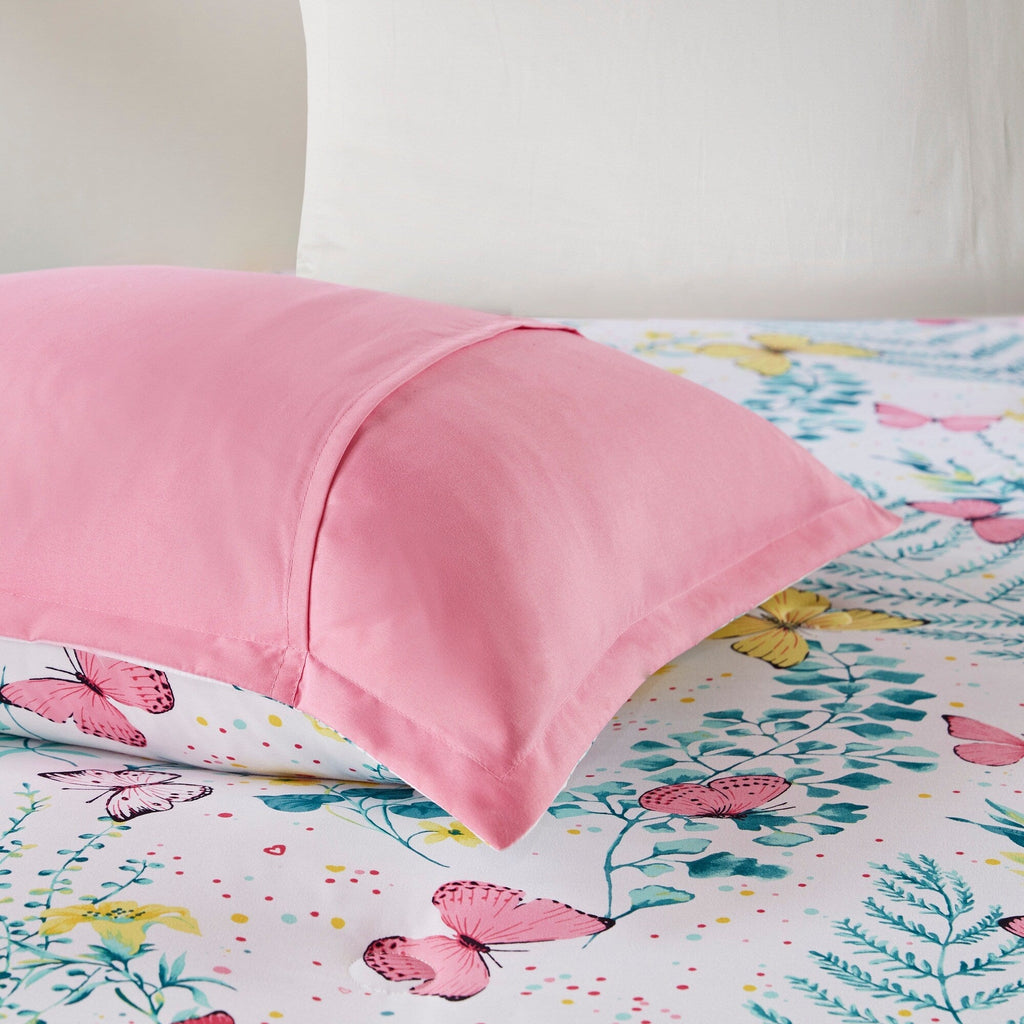 Parure de lit à imprimé papillons rose Caroline pour enfants au design intelligent