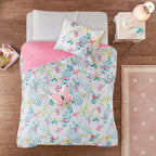 Parure de lit à imprimé papillons rose Caroline pour enfants au design intelligent