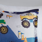 Parure de lit bleue Gavin Monster Truck pour enfants au design intelligent