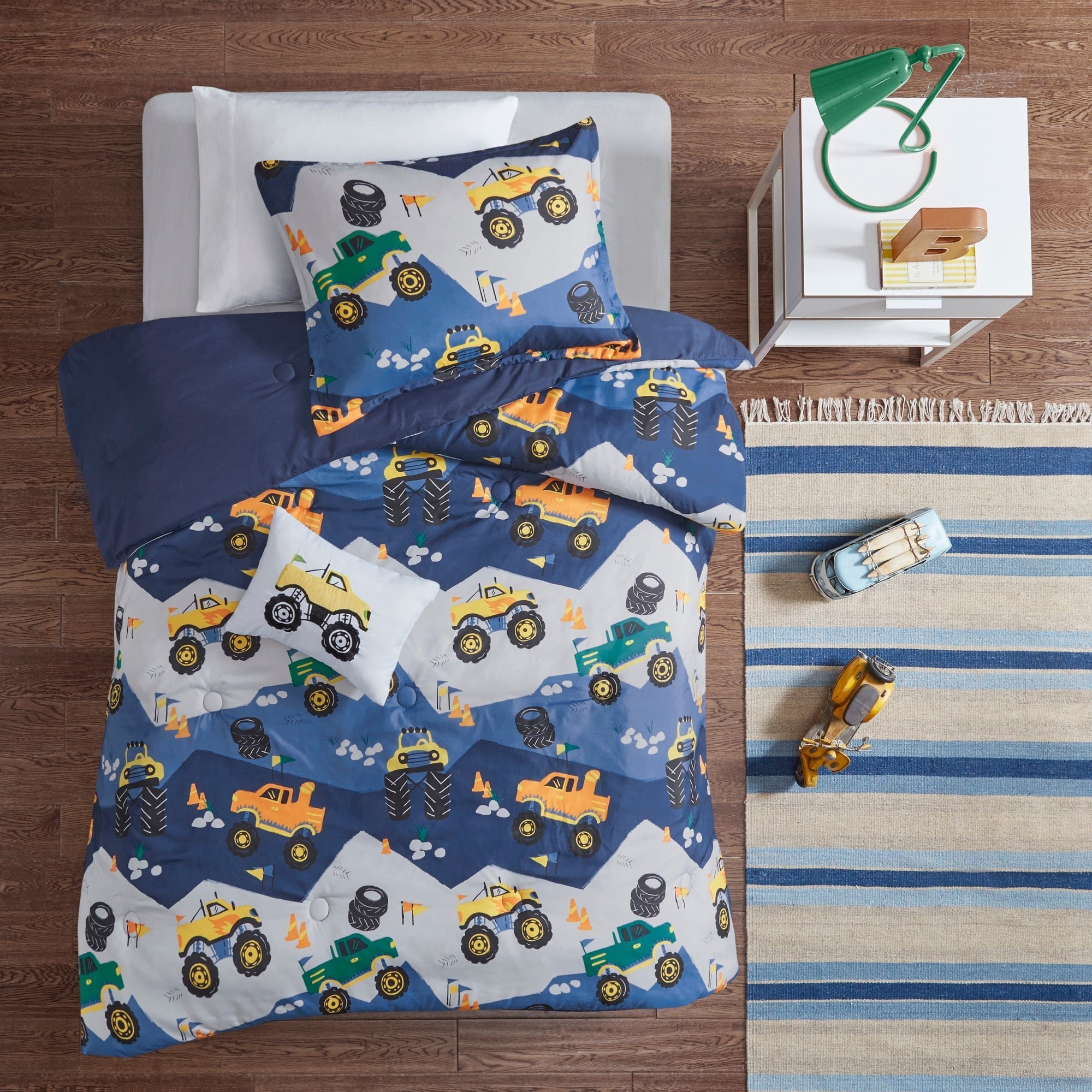 Parure de lit bleue Gavin Monster Truck pour enfants au design intelligent