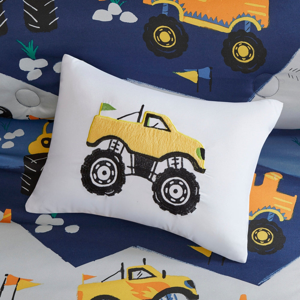 Parure de lit bleue Gavin Monster Truck pour enfants au design intelligent