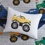 Parure de lit réversible Gavin Monster Truck pour enfants au design intelligent avec coussin décoratif
