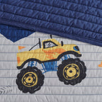 Parure de lit réversible Gavin Monster Truck pour enfants au design intelligent avec coussin décoratif