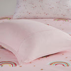 Parure de lit avec draps et housse de couette pour enfants Mia, motif arc-en-ciel et étoiles métalliques, design intelligent