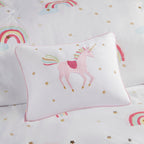 Parure de lit avec draps et housse de couette pour enfants Mia, motif arc-en-ciel et étoiles métalliques, design intelligent