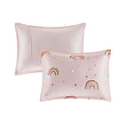 Parure de lit avec draps et housse de couette pour enfants Mia, motif arc-en-ciel et étoiles métalliques, design intelligent