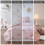 Parure de lit avec draps et housse de couette pour enfants Mia, motif arc-en-ciel et étoiles métalliques, design intelligent