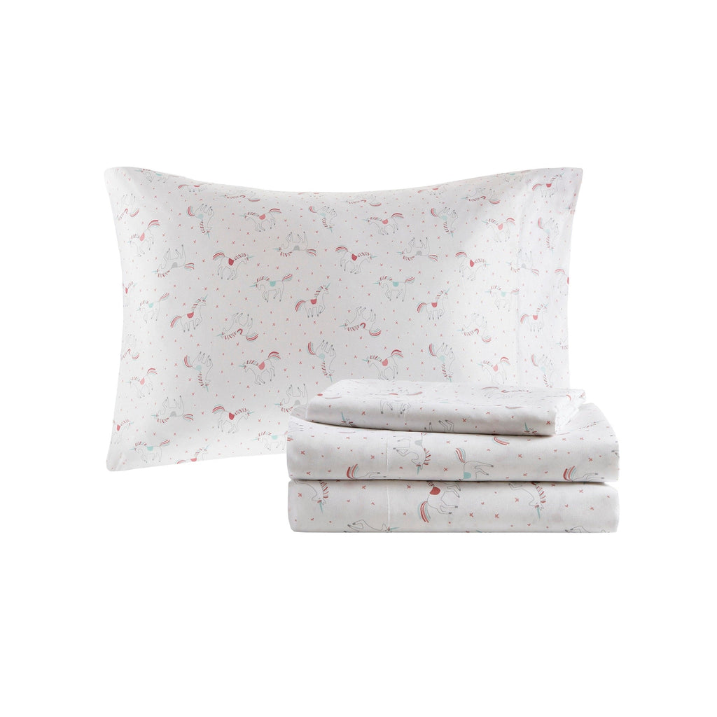 Parure de lit avec draps et housse de couette pour enfants Mia, motif arc-en-ciel et étoiles métalliques, design intelligent