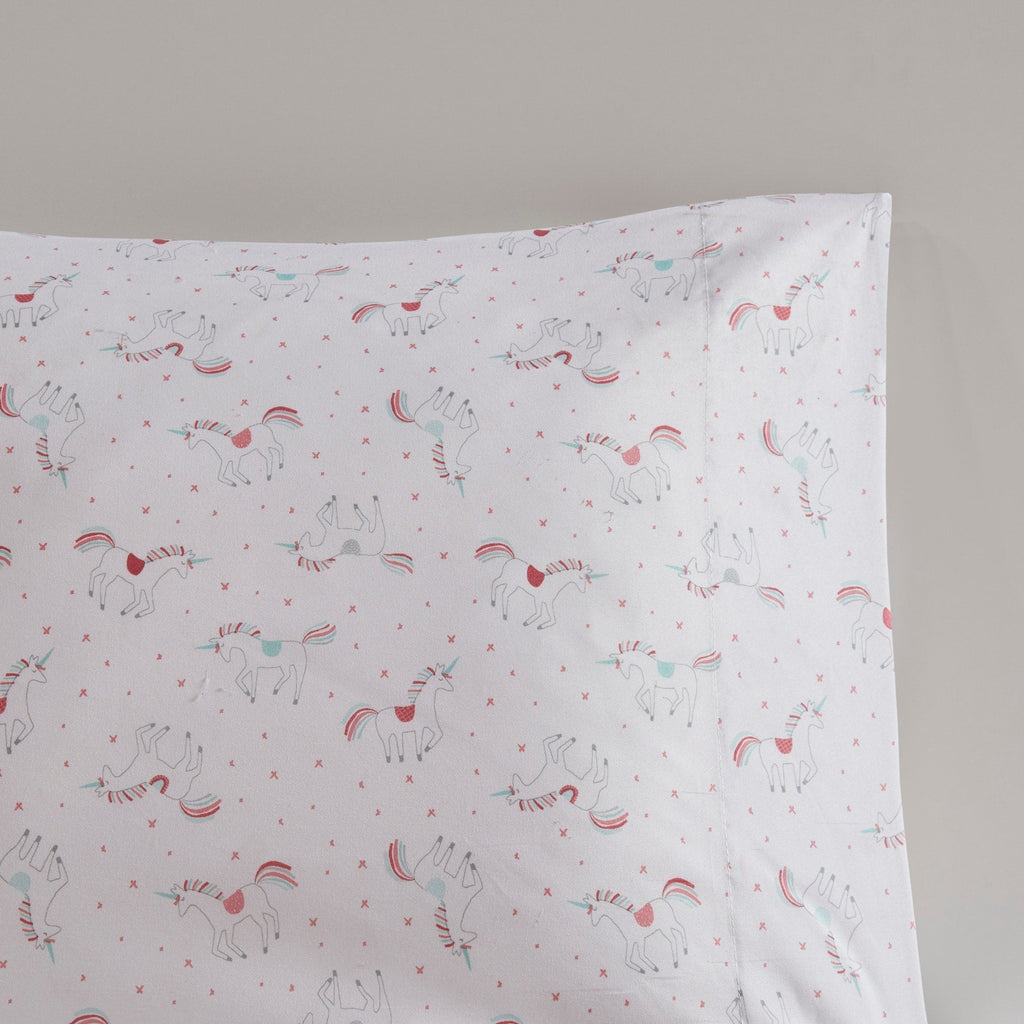 Parure de lit avec draps et housse de couette pour enfants Mia, motif arc-en-ciel et étoiles métalliques, design intelligent