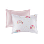 Parure de lit avec draps et housse de couette pour enfants Mia, motif arc-en-ciel et étoiles métalliques, design intelligent
