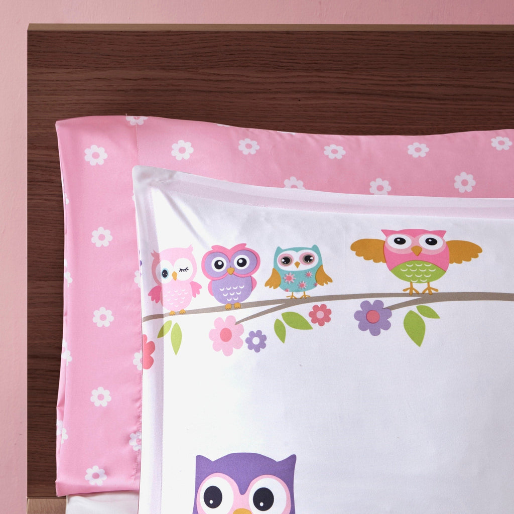 Parure de lit avec draps et couette pour enfants au design intelligent, motif hibou nocturne Nellie