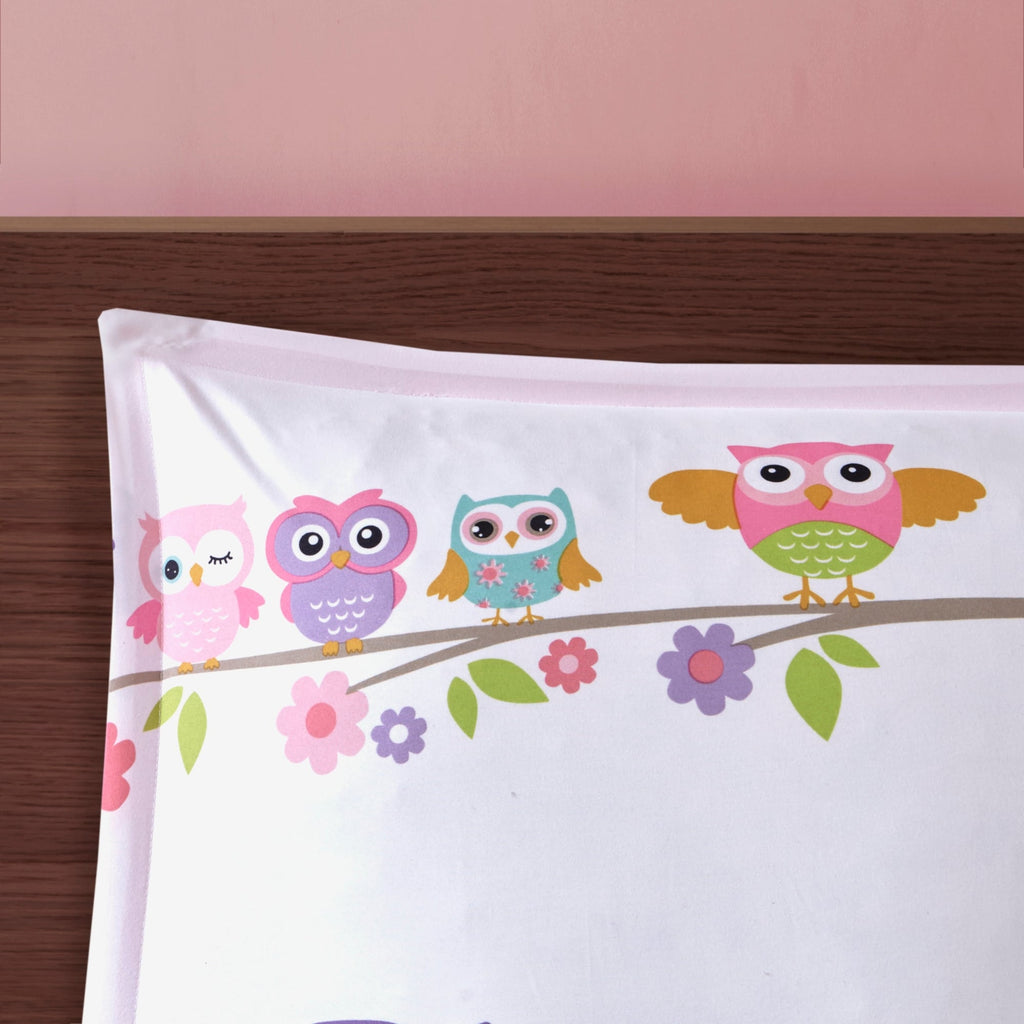 Parure de lit avec draps et couette pour enfants au design intelligent, motif hibou nocturne Nellie
