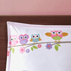 Parure de lit avec draps et couette pour enfants au design intelligent, motif hibou nocturne Nellie