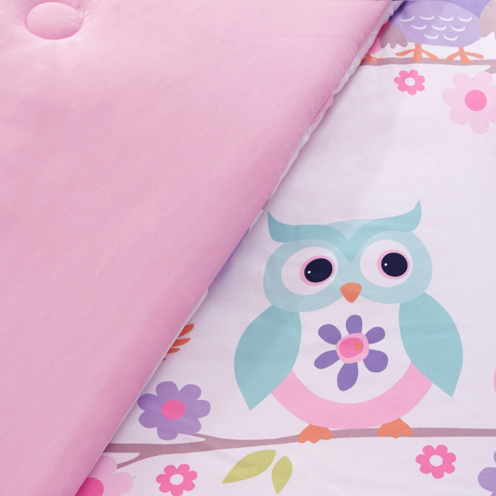 Parure de lit avec draps et couette pour enfants au design intelligent, motif hibou nocturne Nellie