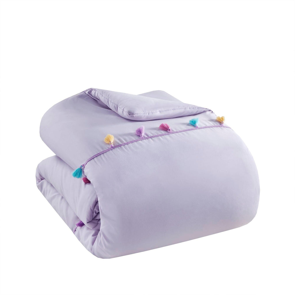 Parure de lit Tanya à pompons et coussin en forme de cœur pour enfants au design intelligent