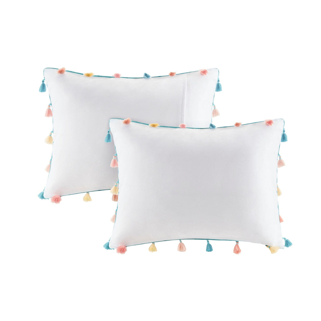 Parure de lit Tanya à pompons et coussin en forme de cœur pour enfants au design intelligent