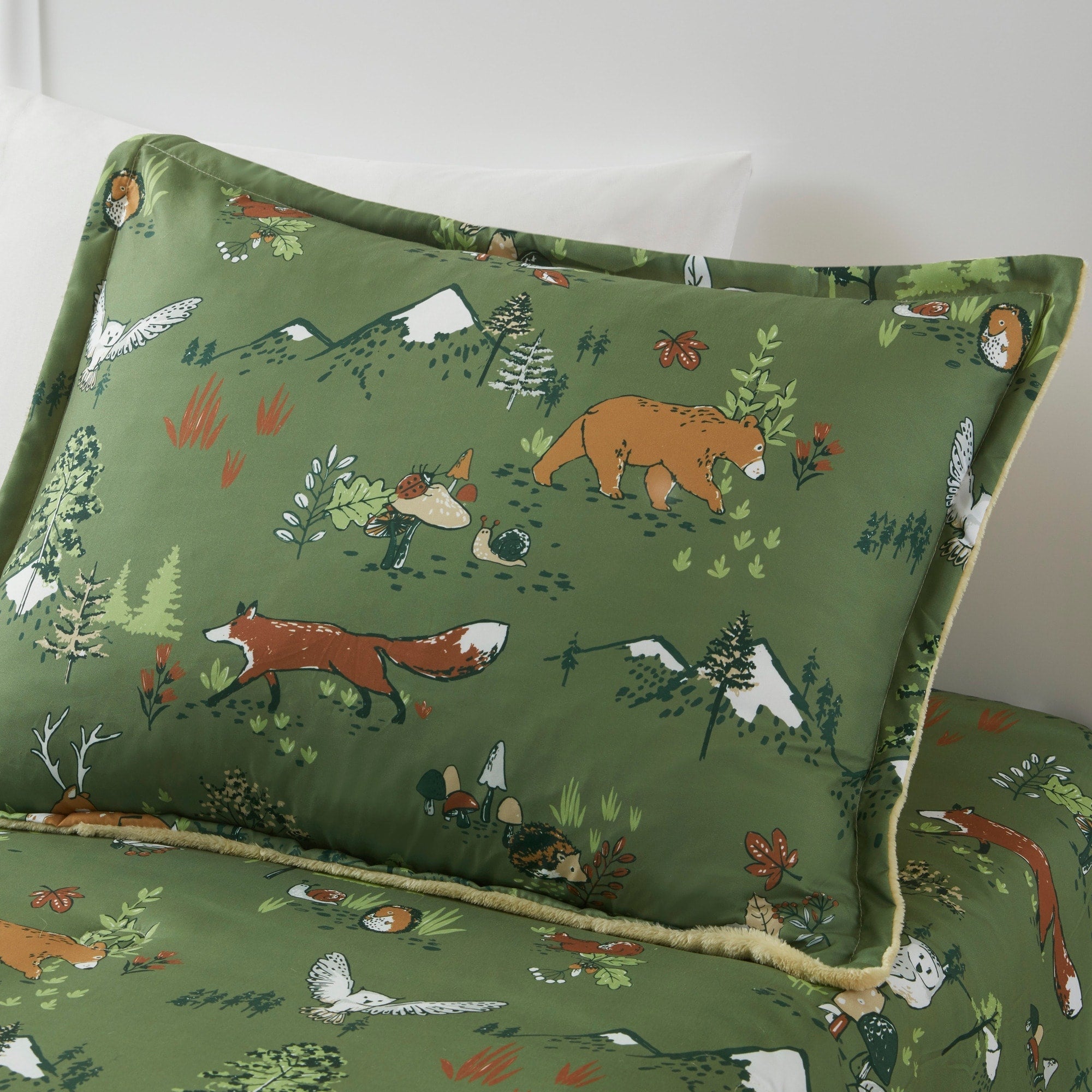 Parure de lit réversible en peluche pour enfants Theo Forest Animals, design intelligent