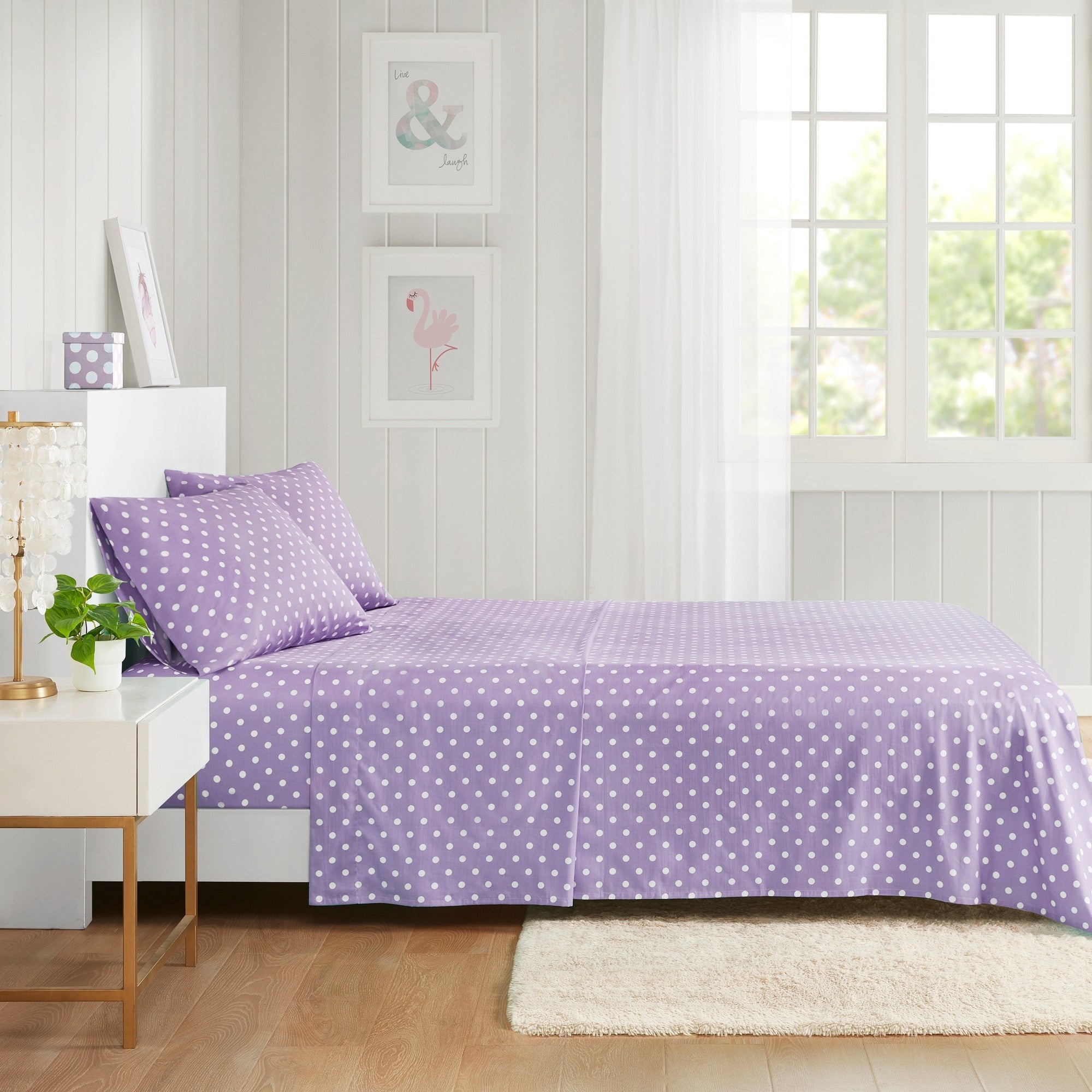 Parure de draps 100 % coton à pois au design intelligent