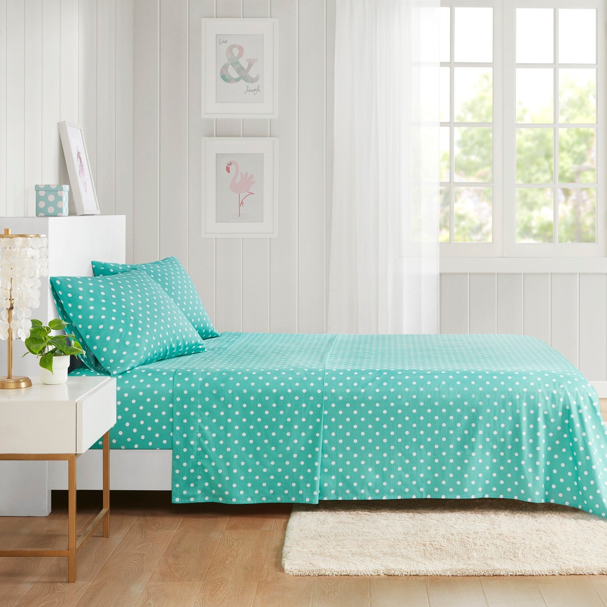 Parure de draps 100 % coton à pois au design intelligent