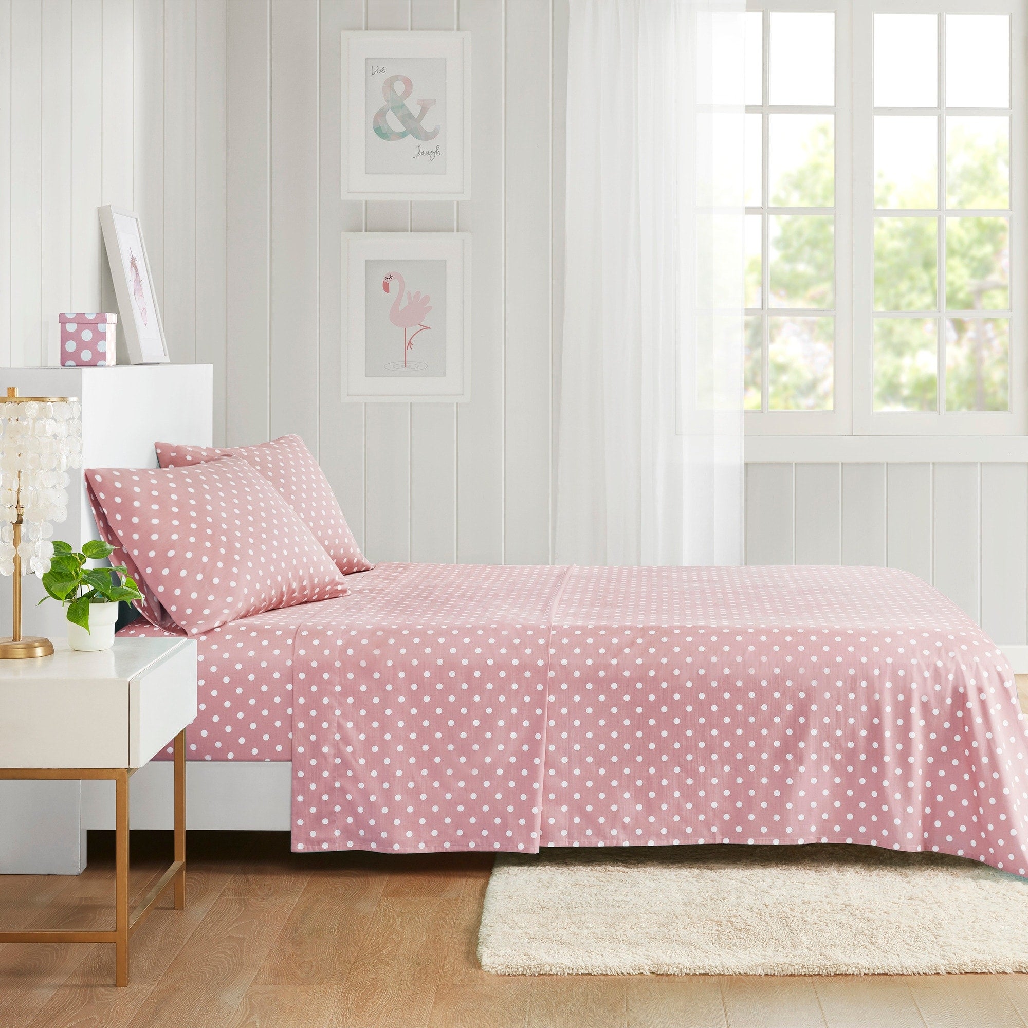 Parure de draps 100 % coton à pois au design intelligent