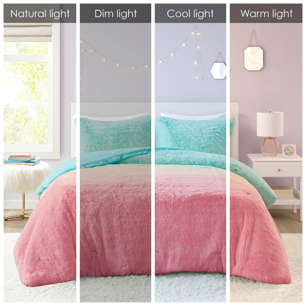Parure de lit en fausse fourrure à poils longs Talia au design intelligent