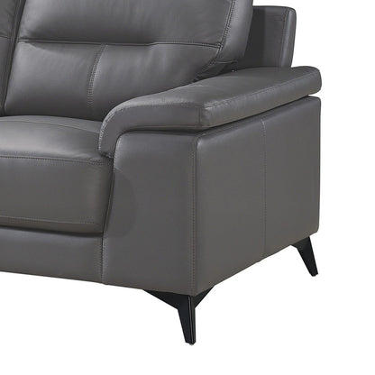 Canapé Mica, coussins en mousse de cuir pleine fleur gris foncé, 89 pouces