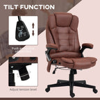 Fauteuil de bureau exécutif à dossier haut en microfibre, fauteuil inclinable à massage vibrant à 6 points avec chauffage, accoudoirs rembourrés et télécommande