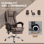 Fauteuil de bureau ergonomique inclinable à dossier haut, en microfibre, avec chauffage, repose-pieds et télécommande