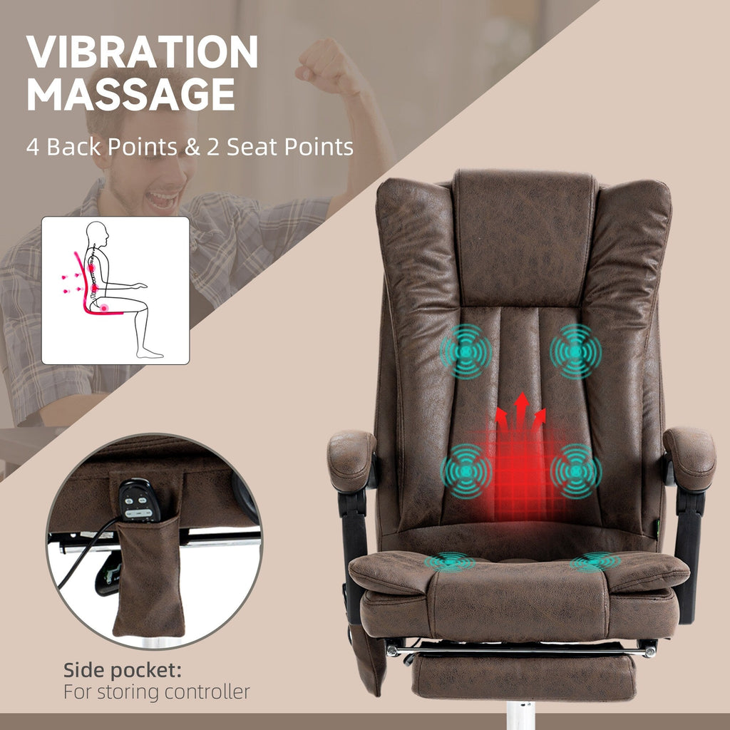 Fauteuil de bureau ergonomique inclinable à dossier haut, en microfibre, avec chauffage, repose-pieds et télécommande