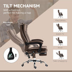 Fauteuil de bureau ergonomique inclinable à dossier haut, en microfibre, avec chauffage, repose-pieds et télécommande