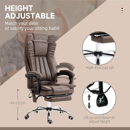 Fauteuil de bureau ergonomique inclinable à dossier haut, en microfibre, avec chauffage, repose-pieds et télécommande