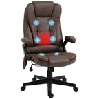 Fauteuil de bureau massant en microfibre avec chauffage, vibration à 6 points, dossier inclinable réglable, accoudoirs rembourrés, télécommande
