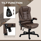 Fauteuil de bureau massant en microfibre avec chauffage, vibration à 6 points, dossier inclinable réglable, accoudoirs rembourrés, télécommande
