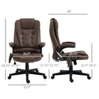 Fauteuil de bureau massant en microfibre avec chauffage, vibration à 6 points, dossier inclinable réglable, accoudoirs rembourrés, télécommande
