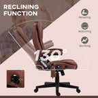 Fauteuil de bureau massant en microfibre avec chauffage, vibration à 6 points, dossier inclinable réglable, accoudoirs rembourrés, télécommande