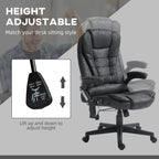 Fauteuil de bureau massant en microfibre avec chauffage, vibration à 6 points, dossier inclinable réglable, accoudoirs rembourrés, télécommande