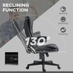Fauteuil de bureau massant en microfibre avec chauffage, vibration à 6 points, dossier inclinable réglable, accoudoirs rembourrés, télécommande