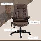 Fauteuil de bureau massant en microfibre avec chauffage, vibration à 6 points, dossier inclinable réglable, accoudoirs rembourrés, télécommande