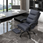 Chaise de bureau en microfibre, fauteuil inclinable massant à 6 points, chaise de bureau réglable avec chauffage lombaire et repose-pieds extensible