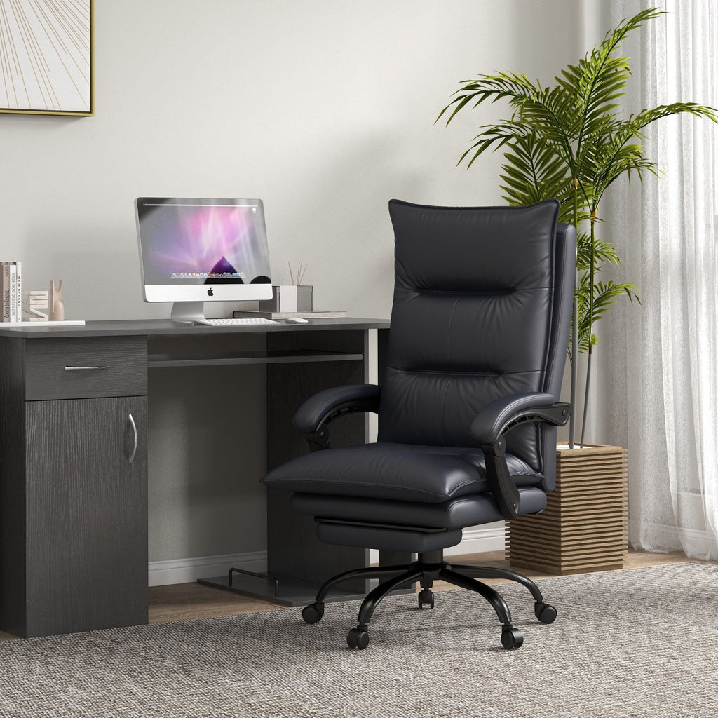 Chaise de bureau en microfibre, fauteuil inclinable massant à 6 points, chaise de bureau réglable avec chauffage lombaire et repose-pieds extensible